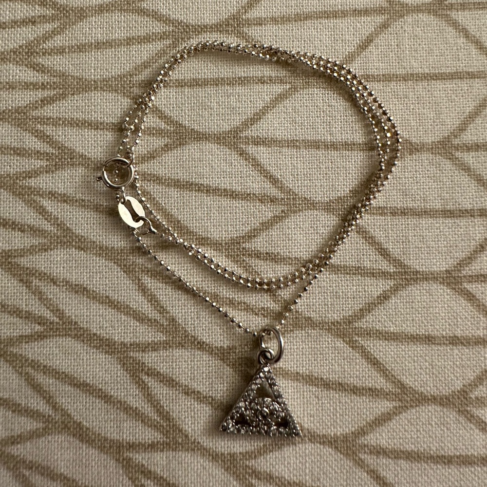 NWOT 925 Sterling Silver Evil Eye Necklace with Crystal Charm